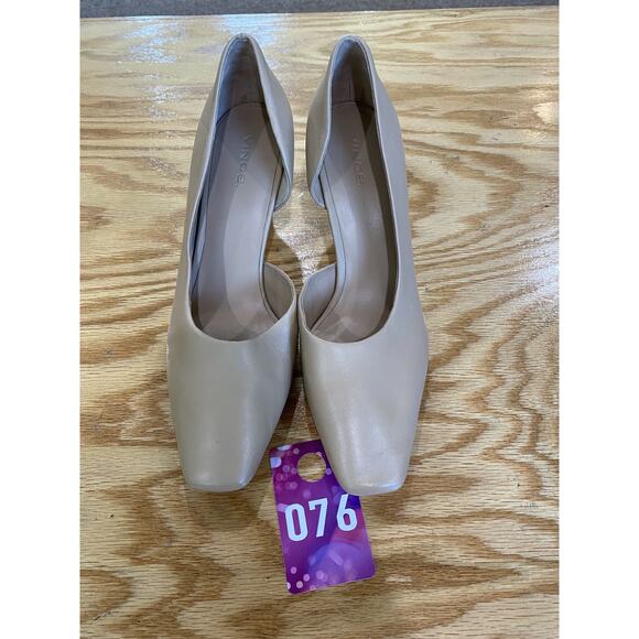 Vince Vero Cuoio Women's 7.5 M Beige Leather Slip On Pointed Toe D'Orsay Heels - Picture 1 of 8